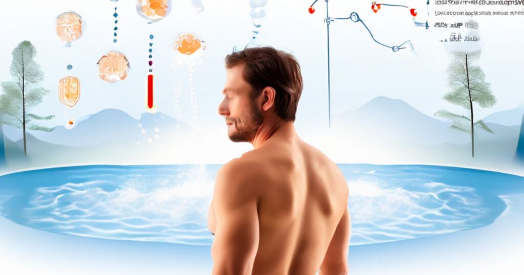 Infographic illustrating multiple benefits of hot spring therapy for chronic low back pain with charts and diagrams