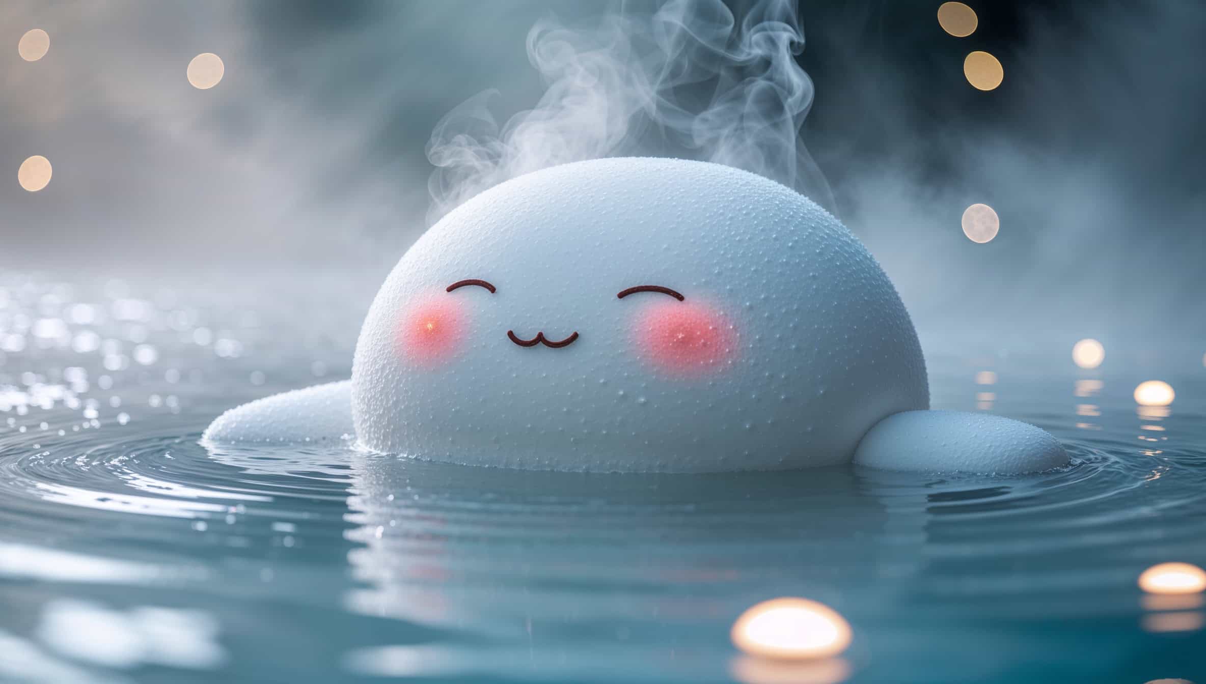 温泉で腰痛を癒やすキャラクター「ぱぴーよっと」