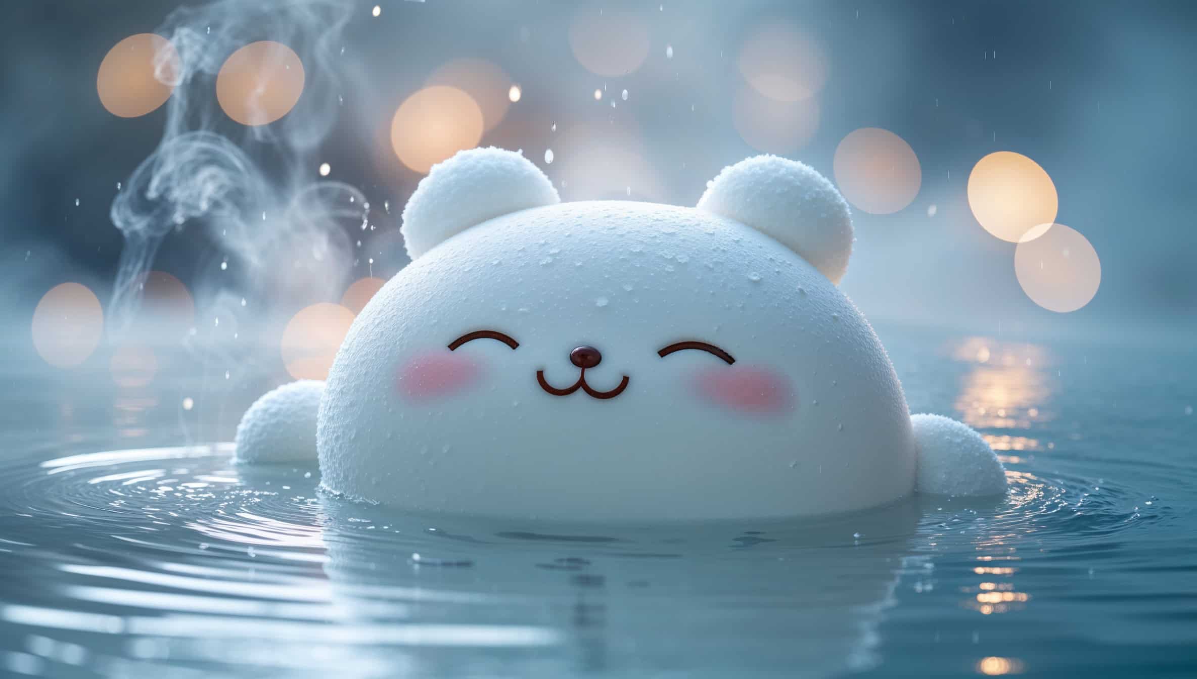 温泉で腰痛を癒やすキャラクター「ぱぴーよっと」
